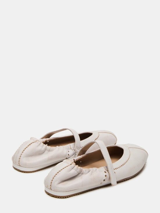 NEW STEVE MADDEN Leather Anaya Ballet Flats IN White Distressed 1125 3t7 - Picture 5 of 7